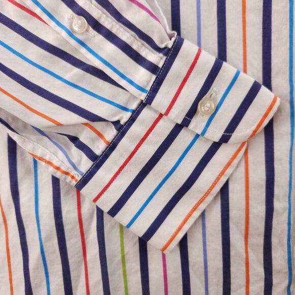 Paul & Shark Button-Down 44 Multicolor Striped Long Sleeve Men Pocket Shirt - Picture 3 of 16